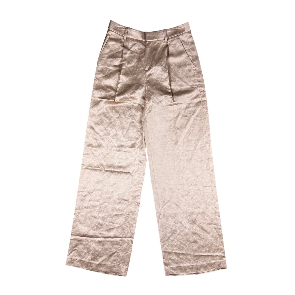 Banana Republic Brigitte‎ Wide Leg Satin Pant Women's 2 Casita Pink Linen Blend